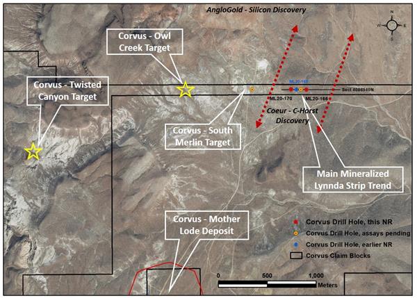 Corvus Gold’s New Lynnda Strip Discovery Displays Multiple Vein Systems with 42.7 Metres @ 2.06 g/t Gold Including 12.2 Metres @ 4.88 g/t Gold, in the Eastern Bullfrog Mining District, Nevada