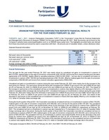 Uranium Participation Corporation Reports Financial Results for the Year Ended February 28, 2021
