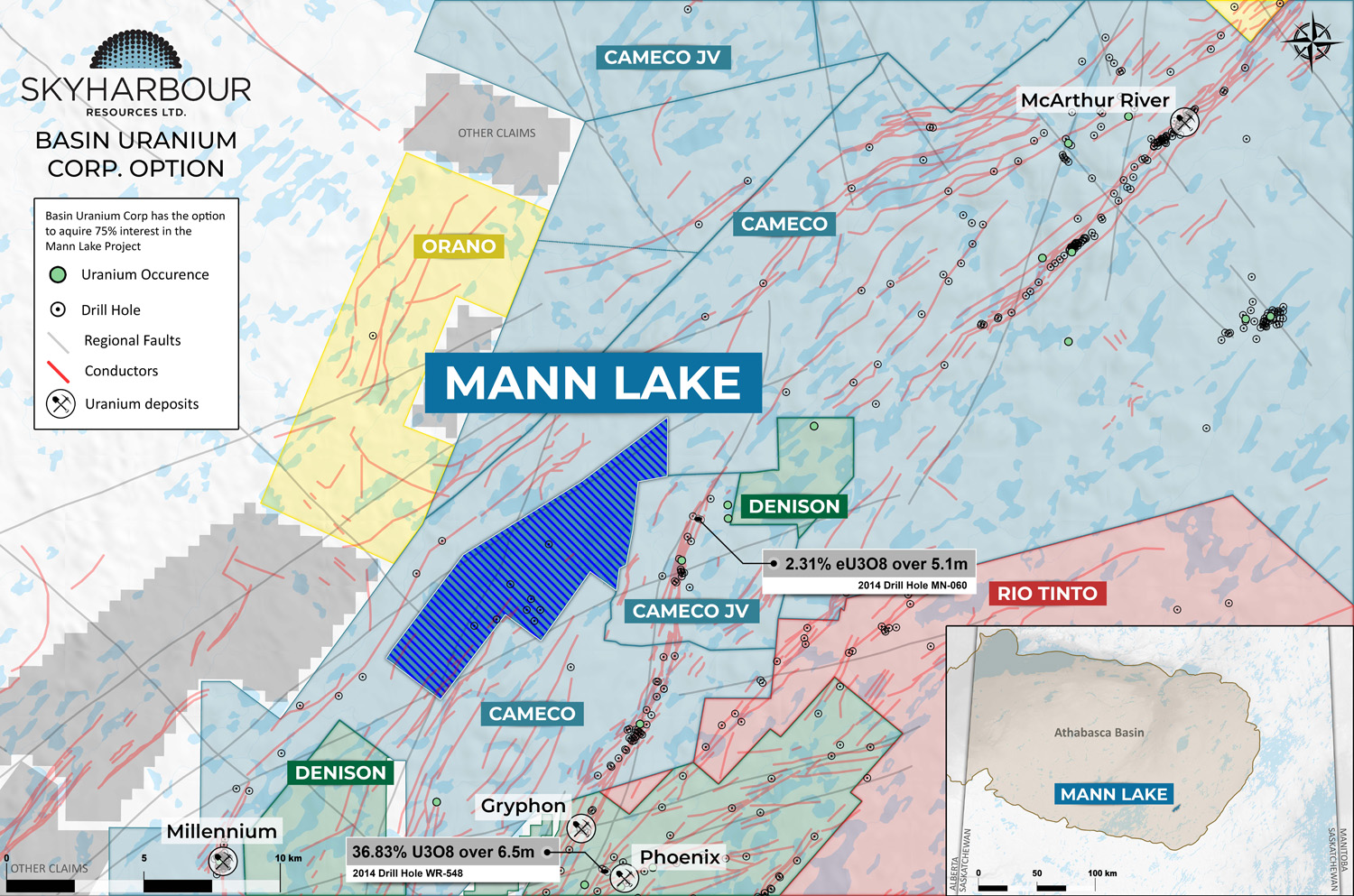 Skyharbour’s Partner Company Basin Uranium Corp. Receives Drill Permit for Mann Lake Uranium Project