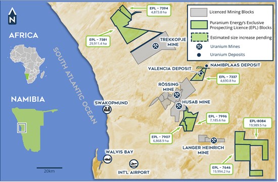 Puranium Energy Receives Approvals for the Transfer of Four EPLs from Namibian Government